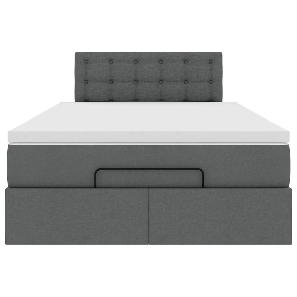 Pouf Letto con Materasso Grigio Scuro 120x190 cm in Tessuto
