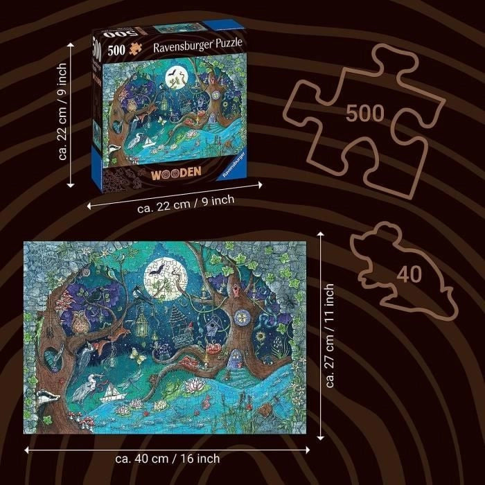 Puzzle in legno 500 pezzi Foresta fantastica