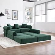 SOFÀ Modulare 270x180x64 cm Verde Smeraldo in Velluto a coste
