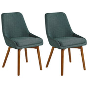 Set di 2 sedie Tessuto in poliestere verde Gambe in legno massello scuro Sedile spesso imbottito