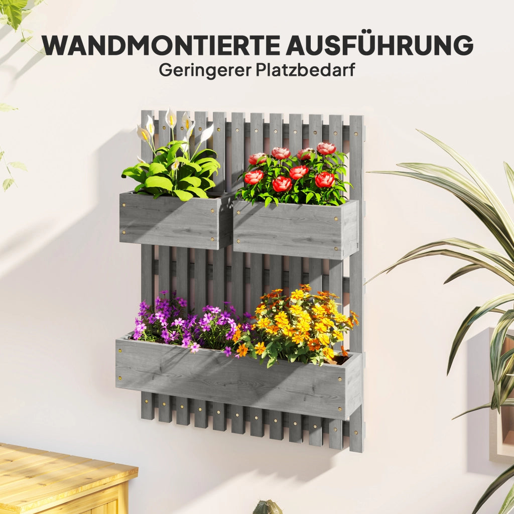 Vaso da fiori per parete set ¨C Minimal ¨C legno massello 80x60x16 cm