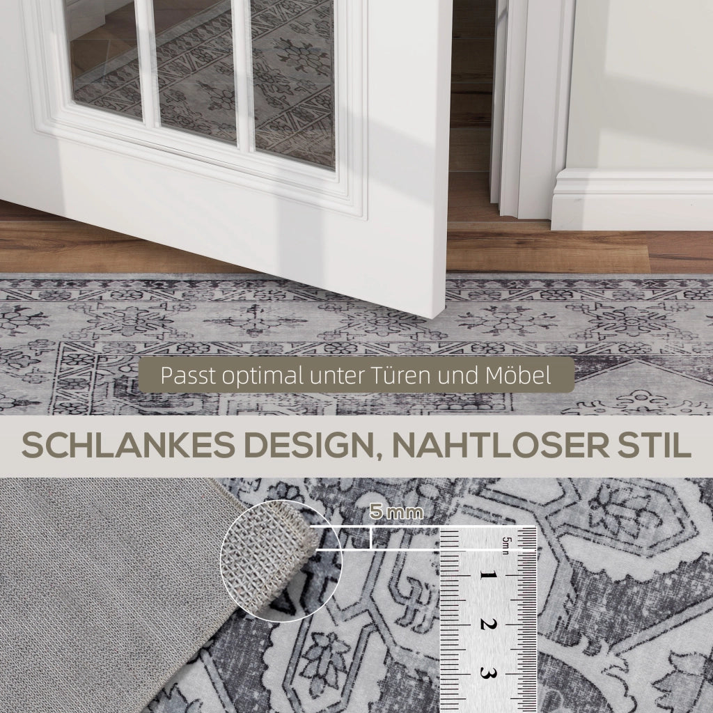 Tappeto per soggiorno antiscivolo lavabile in lavatrice effetto flanella ¨C zephmum ¨C grigio 230x160cm