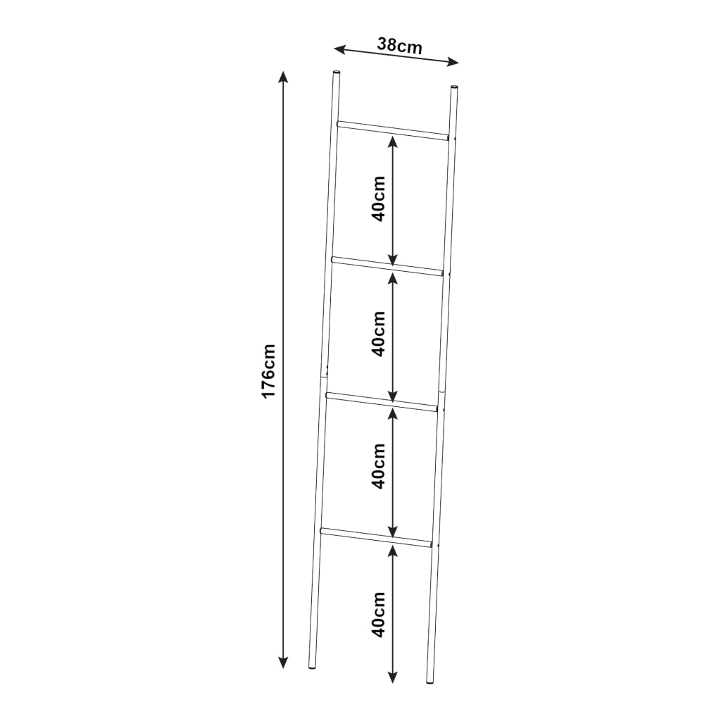Portasciugamani da Terra Bodø a Forma di Scala 176 x 38 cm Acciaio Nero [en.casa]