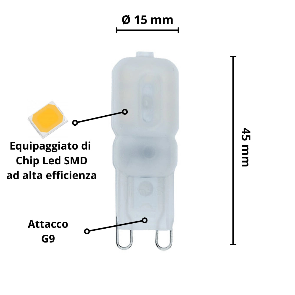 Lampadina led bispina g9 3 watt equivalente 25 watt risparmio energetico *** temperatura colore lampada 6000k bianco ...