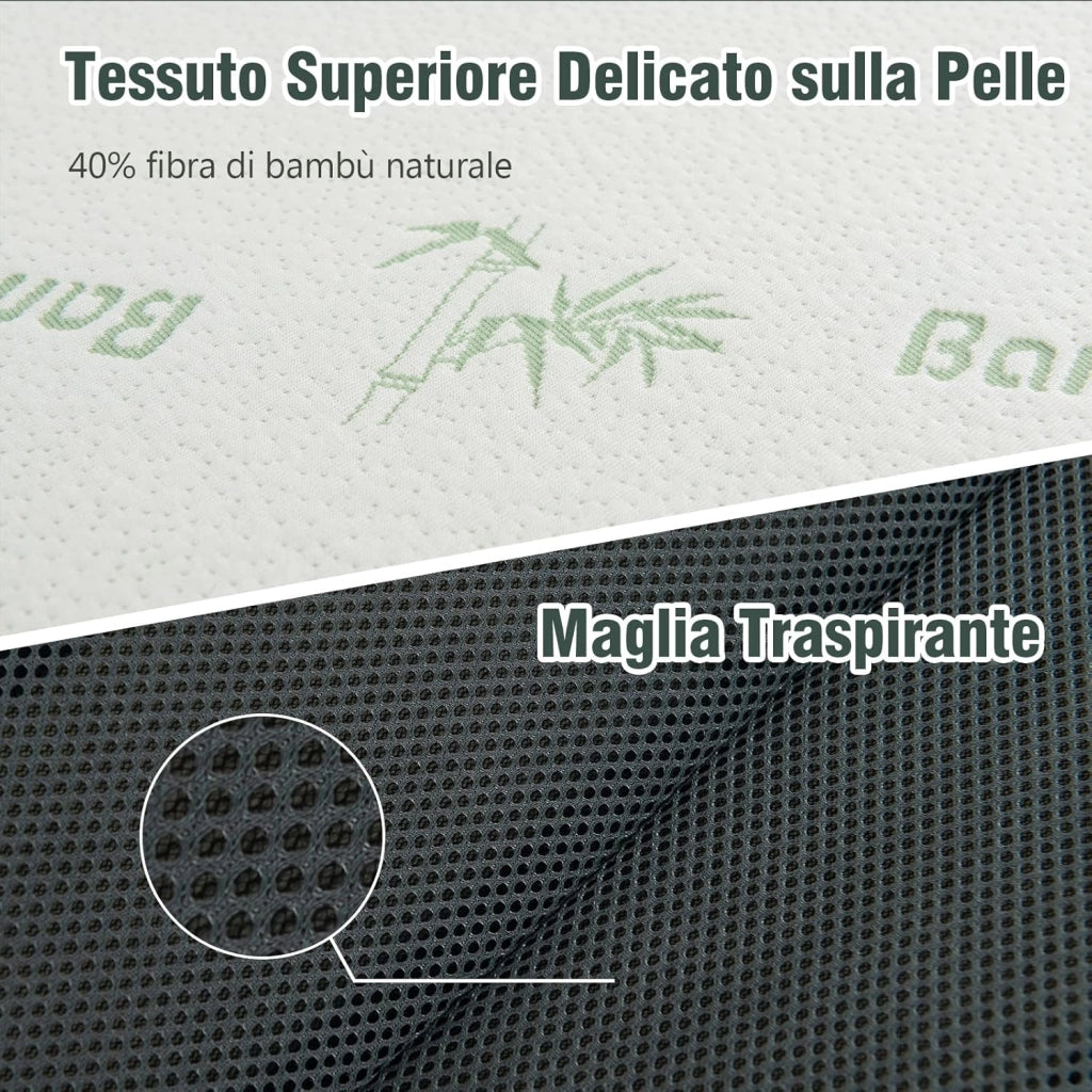 Materasso Pieghevole Ospiti, Materasso da Campeggio Pieghevole in Schiuma con Rivestimento in Fibra di Bambù, Lettino per Ospiti, 193 x 80 x 10 cm