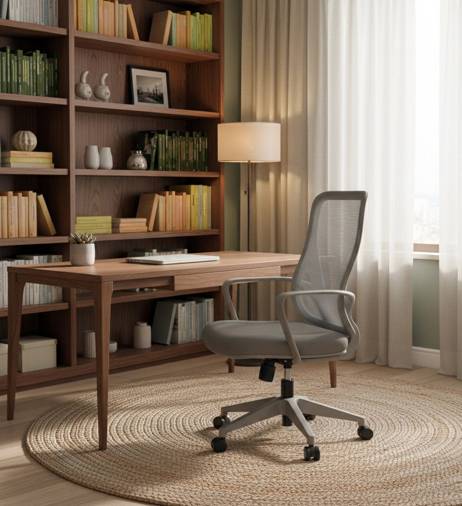 Sedia studio Hispanohogar altezza regolabile in tessuto gris