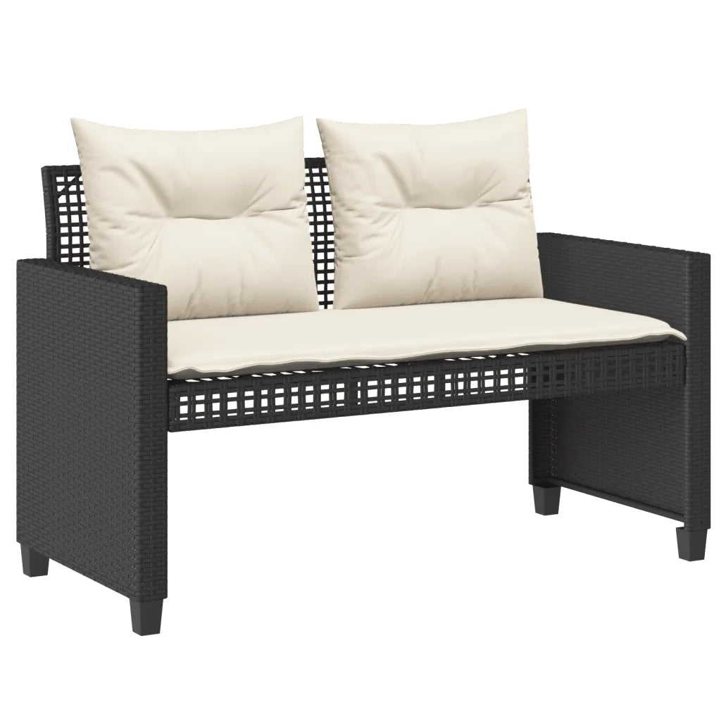 Set Divani da Giardino 4 pz con Cuscini Nero Polyrattan Vetro 368134