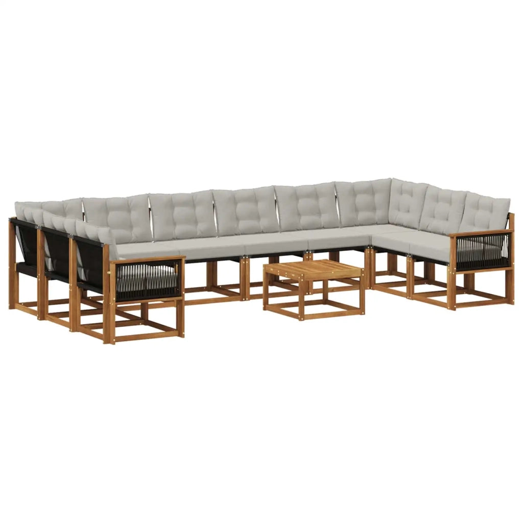 Set di divani da esterno 11 pz Naturale e Grigio chiaro 3382255