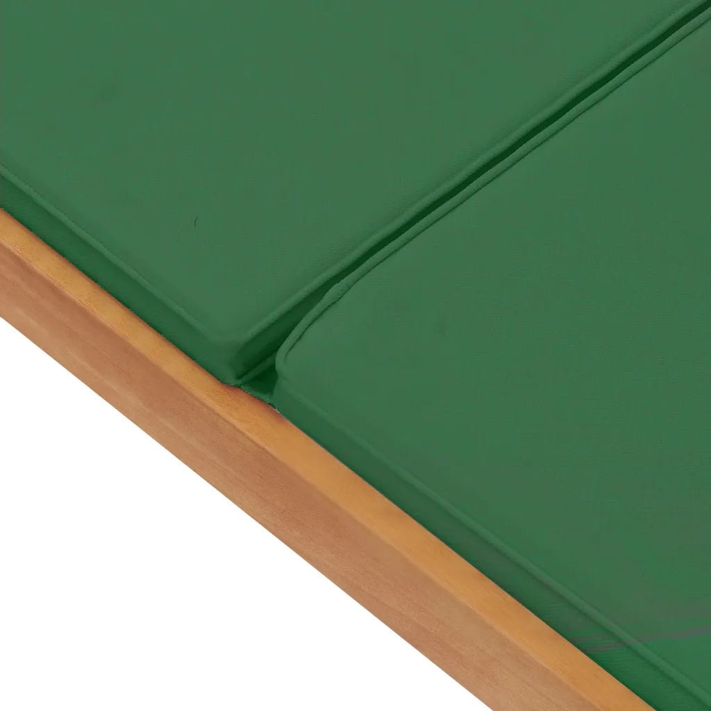 Lettino Prendisole con Cuscino in Massello di Teak Verde 48024