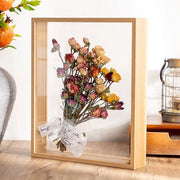 Supporto Fotografico in Legno con Box d'Ombra Display Standard - Vetrata a Doppia Faccia - 21,2 x 31 cm - Colore Legno Marrone