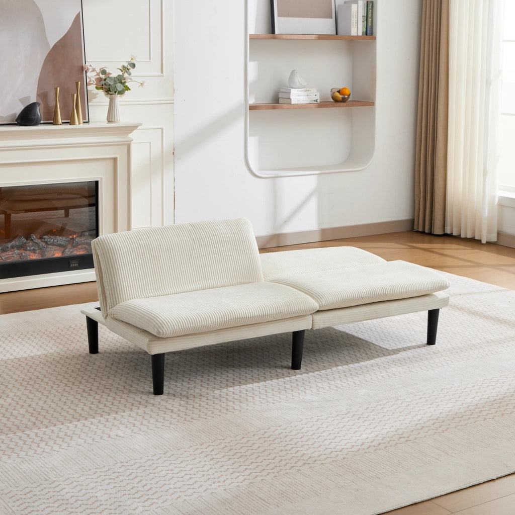 DIVANO 2 POSTI Reclinabile 120°/150°/180° Beige in velluto effetto corda