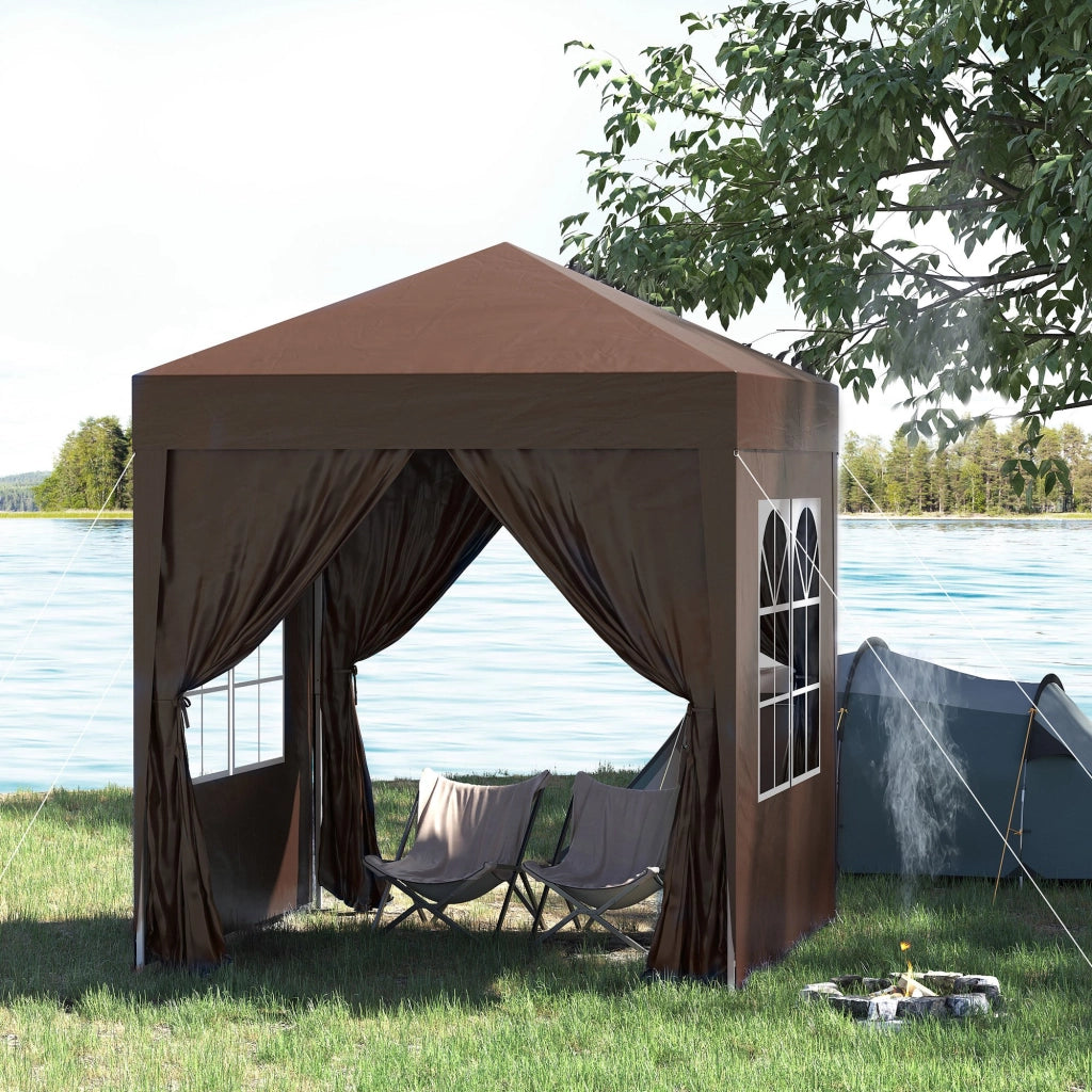 Tenda da giardino pieghevole 4 pareti ¨C zephmum ¨C Marrone 200x200x200 cm