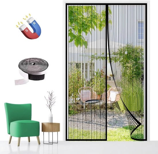 Veloce schermo magnetico per porte - insetticida - 1 pezzo - nero - 70 x 200 cm