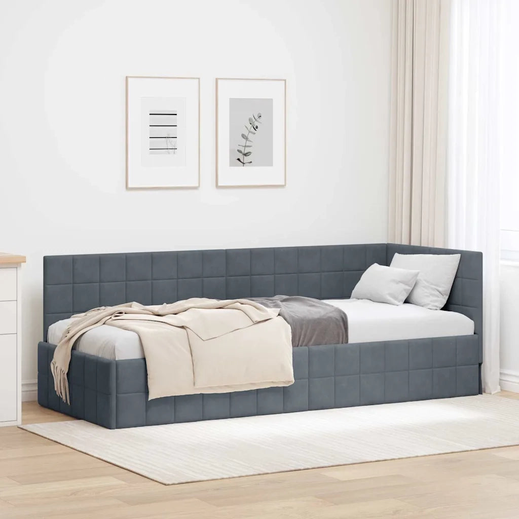 Cornice del letto ad angolo Grigio scuro 80 cm x 200 cm Velluto 42016369