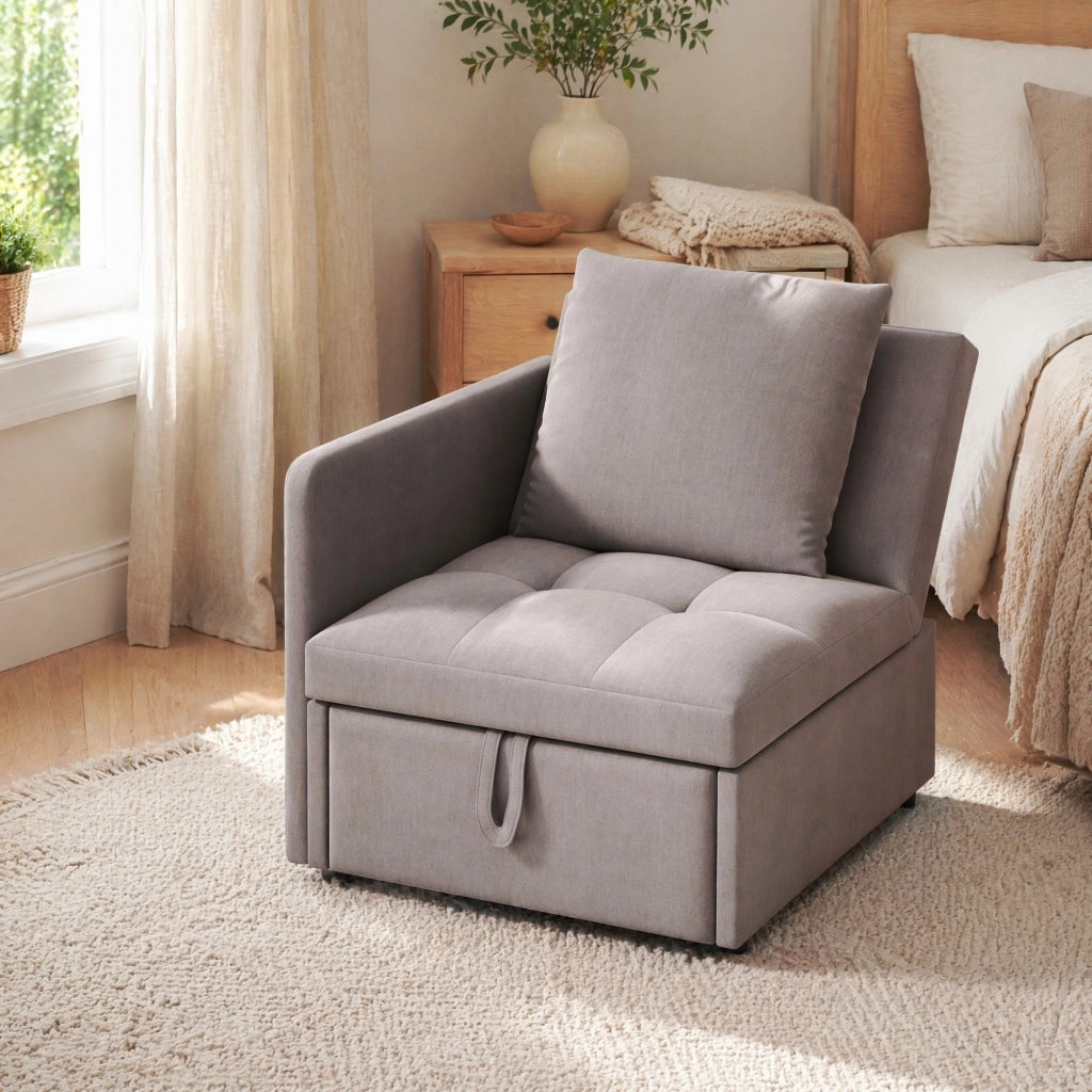 Divano letto 3 in 1 con schienale regolabile a 5 posizioni; 177x68x65 cm; grigio