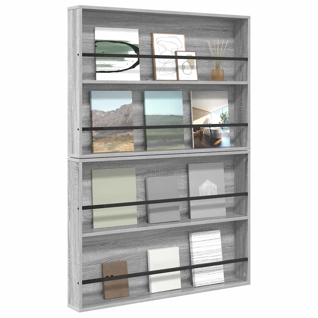 Scaffale per riviste 2 pcs Grigio Sonoma 100 x 12 x 70 cm 890859