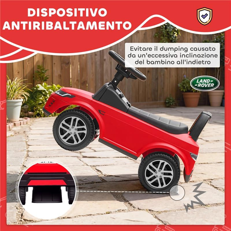 MACCHINA PER BAMBINI LICENZA LAND ROVER CON CLACSON E SPAZIO PORTAOGGETTI, 65.5X28X42 CM, ROSSO