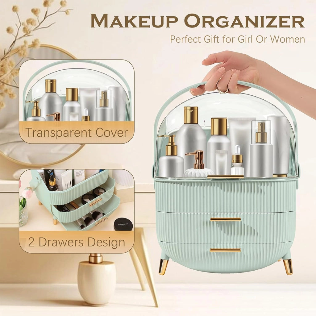 ZMH Porta trucchi da scrivania con più cassetti contenitore per cosmetici verde chiaro 29 x 19 x 38 cm