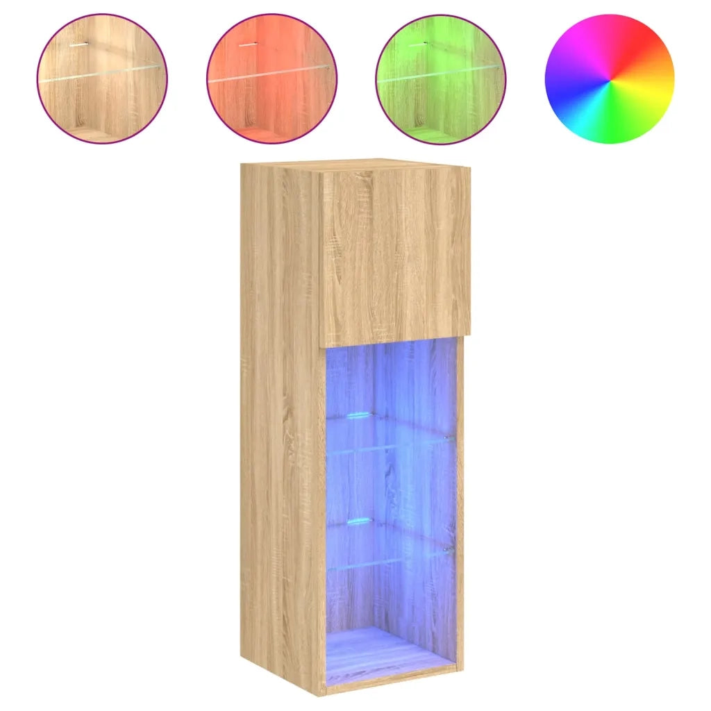 Mobili Porta TV con Luci LED 2 pz Rovere Sonoma 30,5x30x90 cm 837006