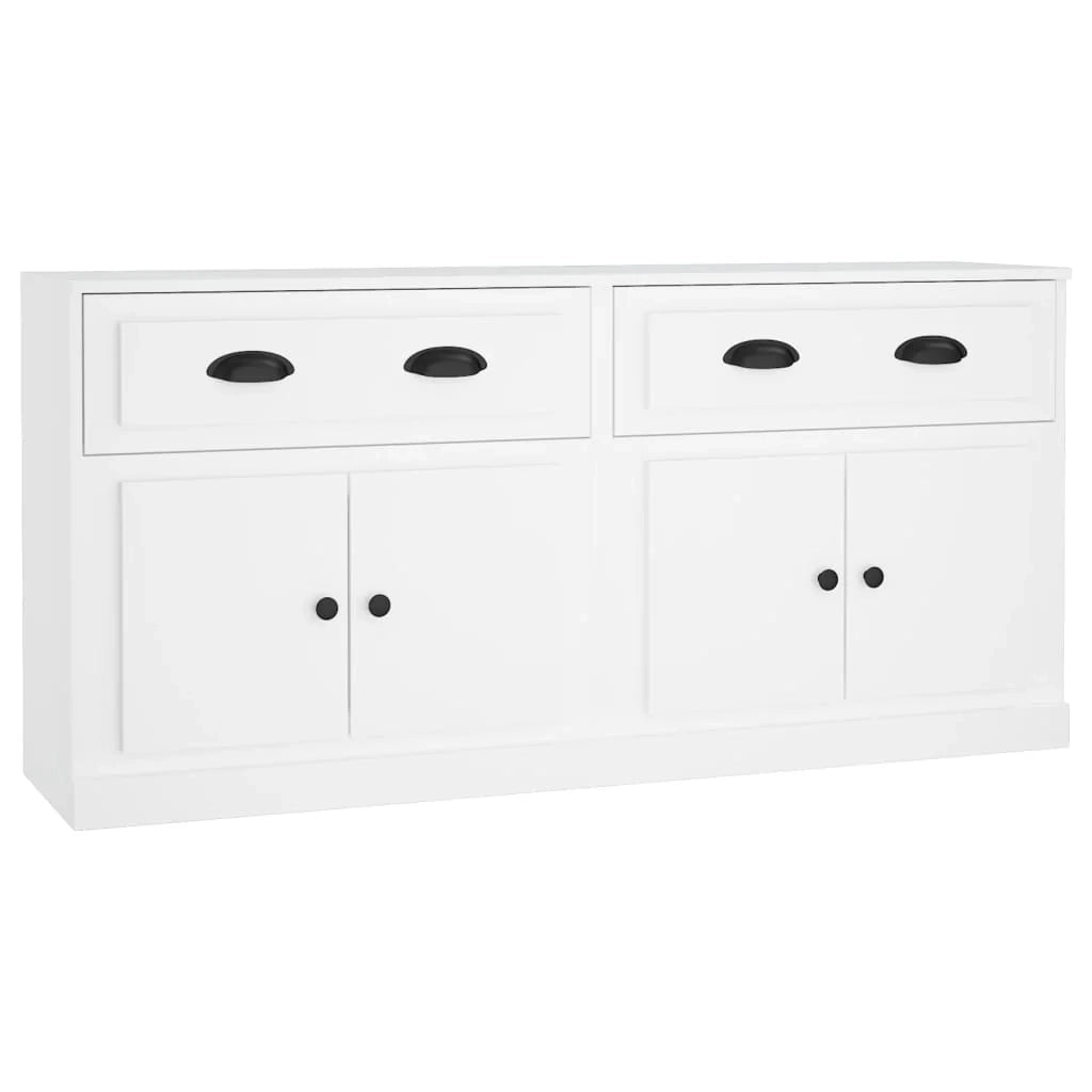 Buffet credenza cassettiera armadio mobile contenitore organizer per cucina soggiorno salotti set da 2 legno ingegnerizzato bianco 02_0036692