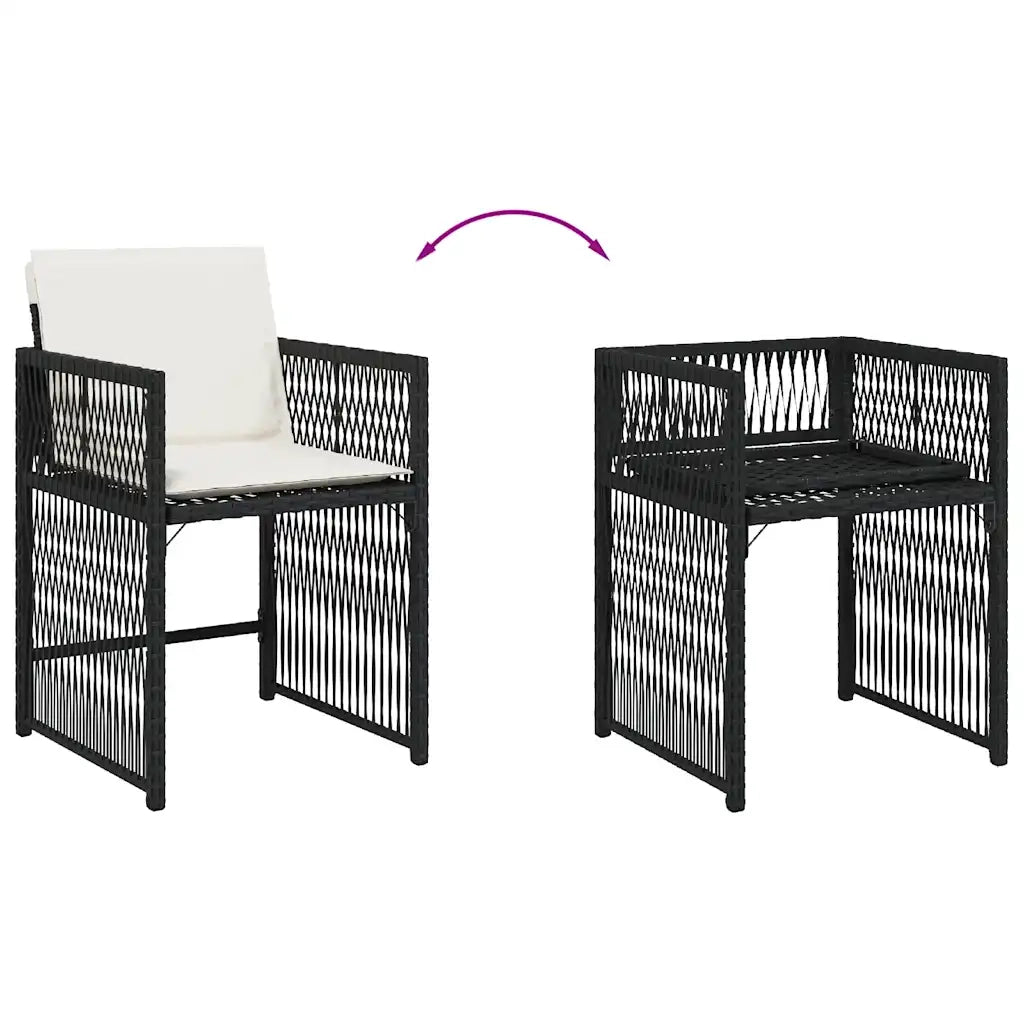 Sedie da Giardino con Cuscini 4 pz Nere in Polyrattan 365034