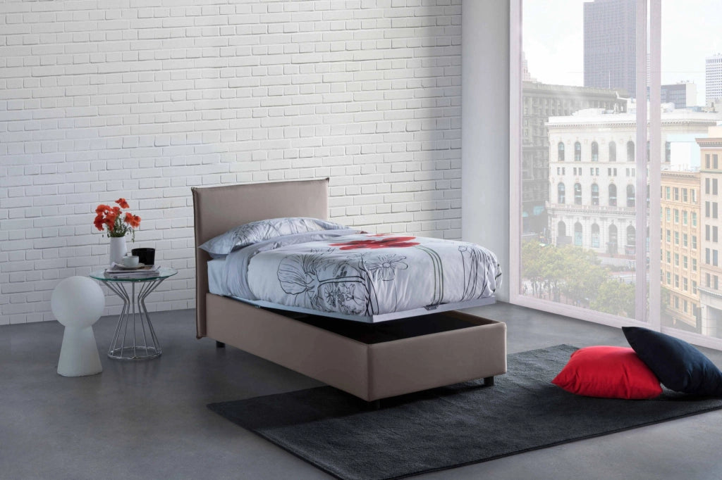 Argentino, Letto Singolo Sfoderabile Made in Italy, Grigio Tortora