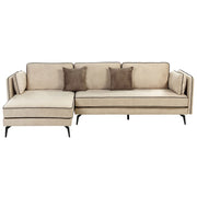 Divano 3 posti angolare regolabile lato destro in velluto beige stile moderno design classico