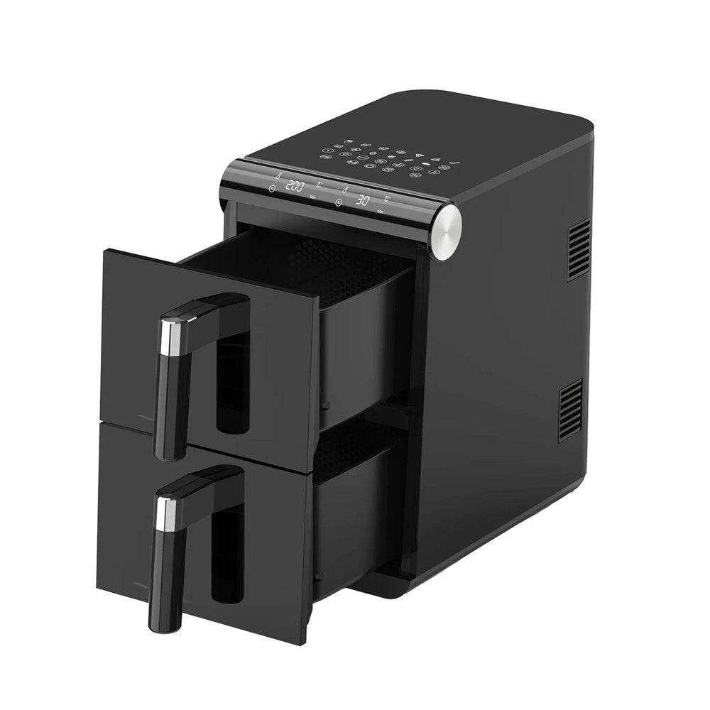 Trade Shop - Friggitrice Ad Aria Doppio Cestello Oblo' 11 Litri 2800w Con Schermo Digitale 13 Programmi -