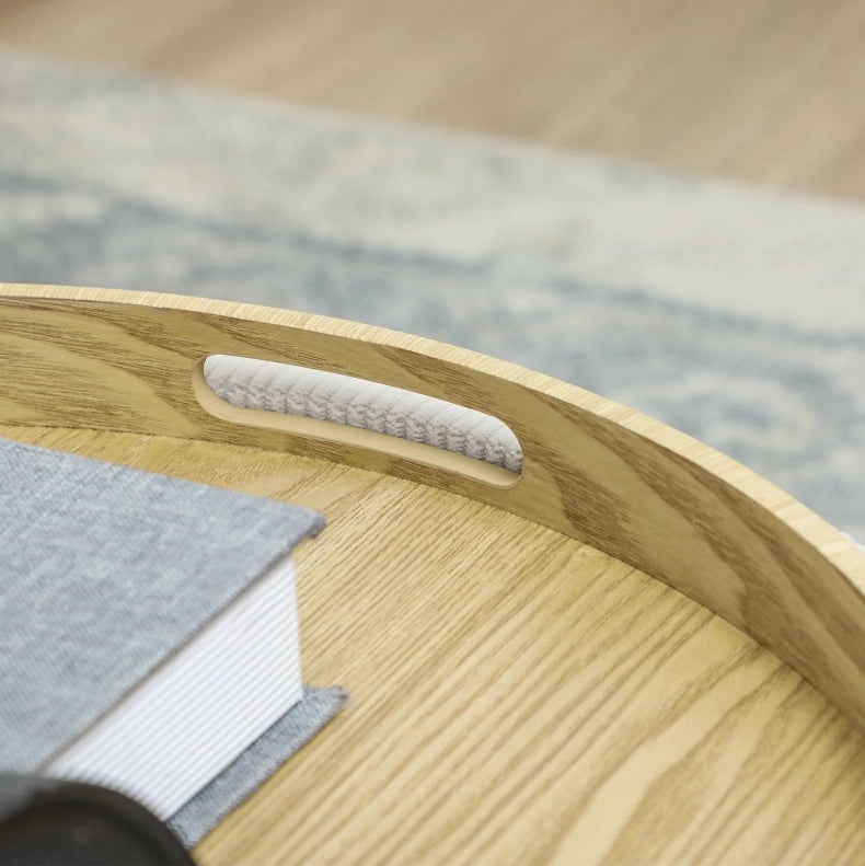 Pouf contenitore rotondo con vassoio reversibile, crema, Ø56 cm