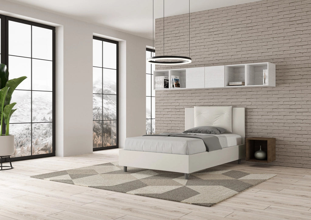Letto una piazza e mezza senza rete imbottito 120x210 similpelle cappuccino Appia