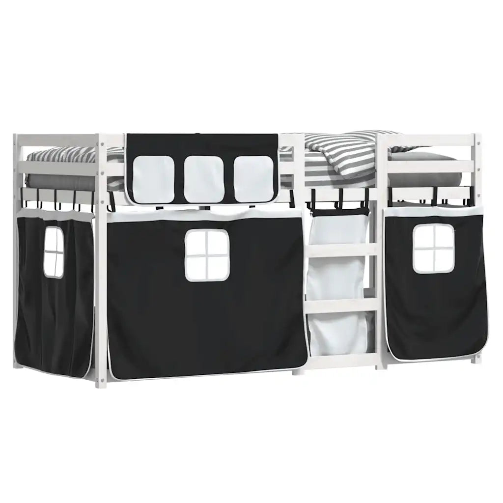 Letto a Castello senza Materasso Bianco e Nero 80x200cm in Pino 3283901
