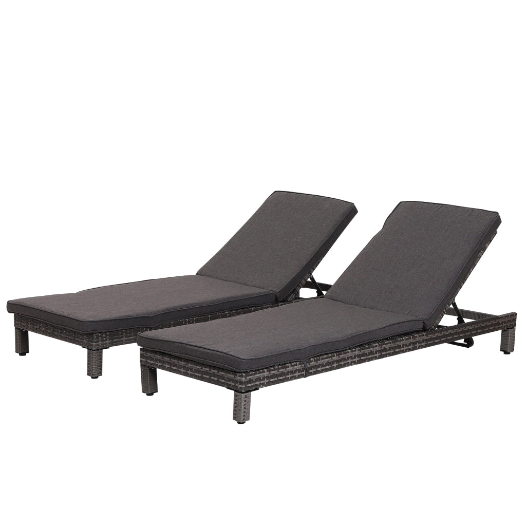 Sdraio da Giardino Set 2 ¨C Zephmum ¨C Cuscini Imbottiti Grigio Regolabili