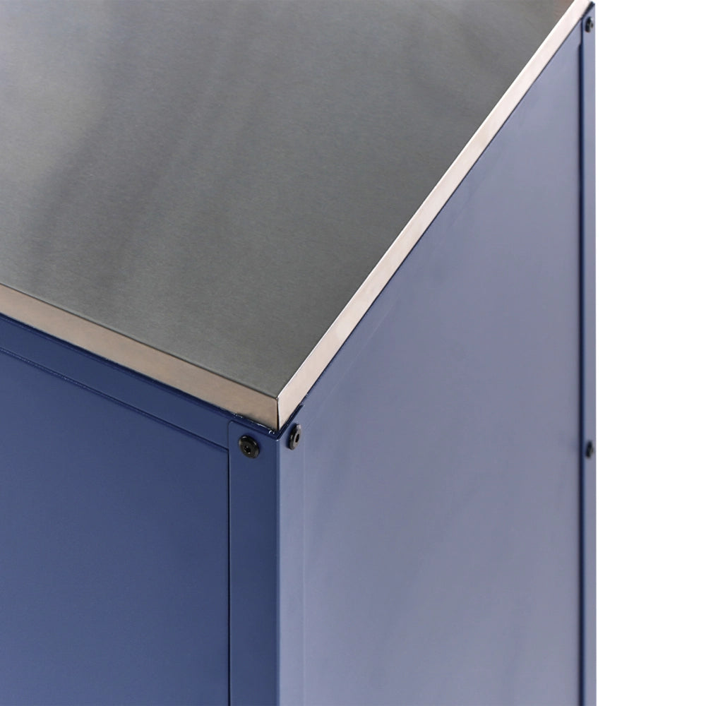 Armadietto da giardino in acciaio inox di colore blu con 2 ante giardino cucina esterno