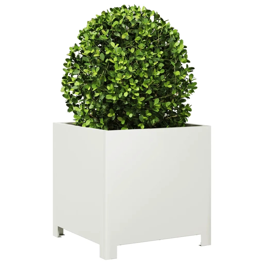Fioriera da Giardino-Vaso da Esterno Bianca 40x40x40 cm in Acciaio 553446