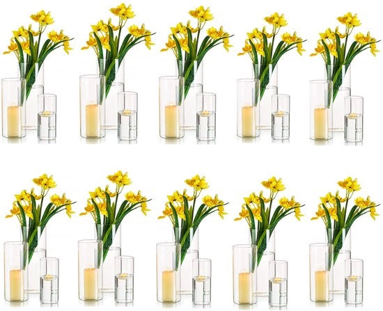Set di Vasi in Vetro per Decorazione di Tavola: 30 Vasi in Vetro per Decorazione di Tavola per Matrimonio, Grande Set di Vasi in Vetro per Candelabri in Vetro, Set di Vasi in Vetro Cilindrico per Decorazione di Sala da Pranzo per Matrimonio, 10/15/20cm