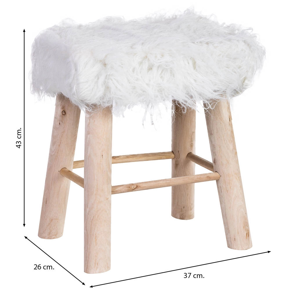 Sgabello in legno rivestito in tessuto bianco 37x26x43h cm