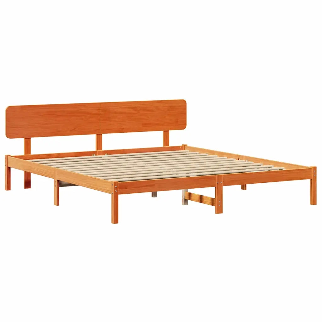 Letto matrimoniale | Letto per adulti | Struttura del letto Marrone cerato 180 x 200 cm Pino massello
