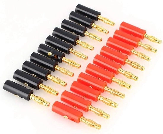 10 x Banana Pluggi Rossi - Adattatore di Cavo Audio - Connettori Femmina per Cavi Altoparlanti - 3mm di Diametro - Audio Radio