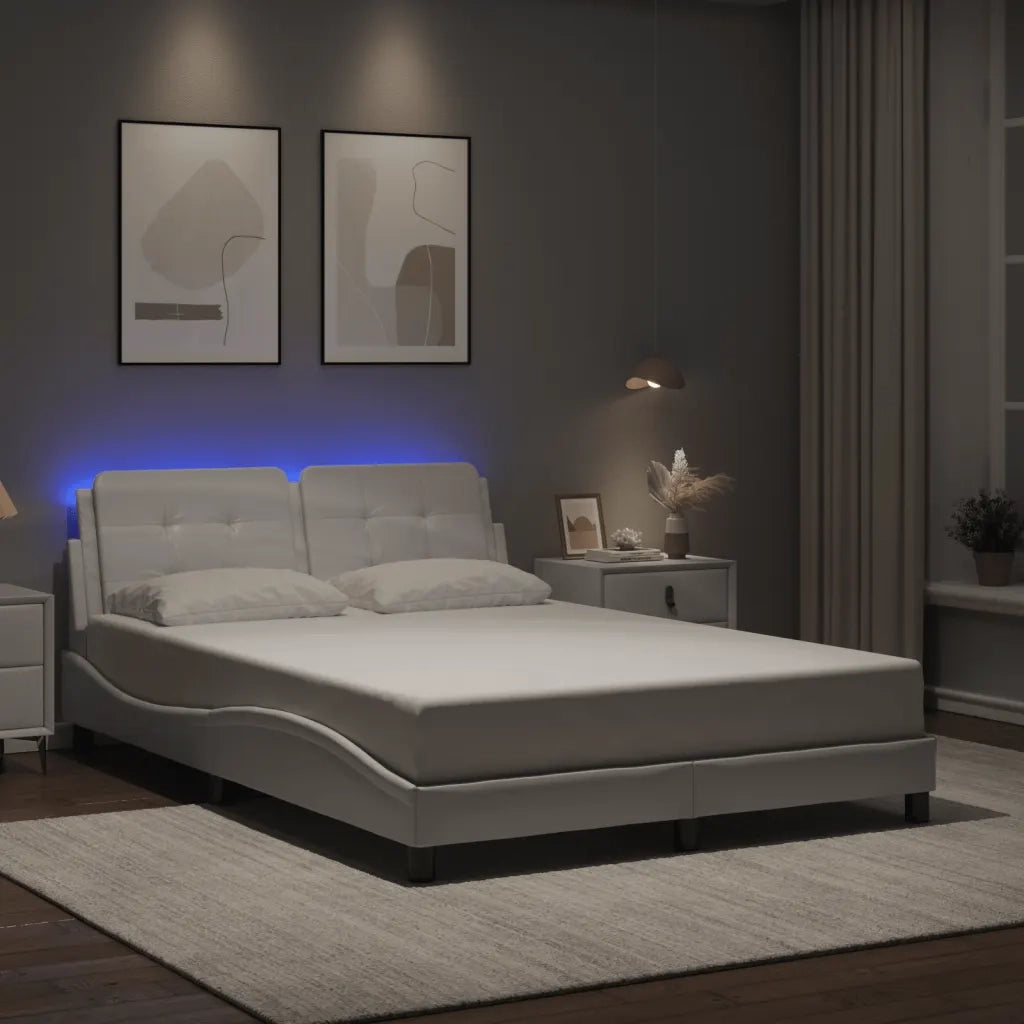 Giroletto con LED senza Materasso-Struttura Letto Zadar Bianco 140x200 cm