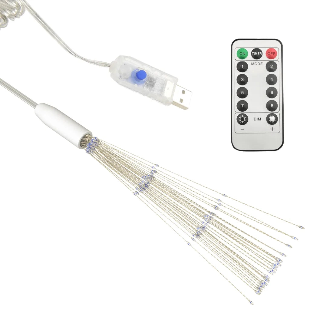 Luci di Natale Fuochi d'Artificio Blu Chiaro 20 cm 140 LED 328604