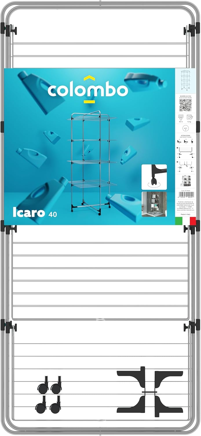 Stendibiancheria Stendino a torre, lunghezza stenditura 40 metri mod.ICARO COLOMBO