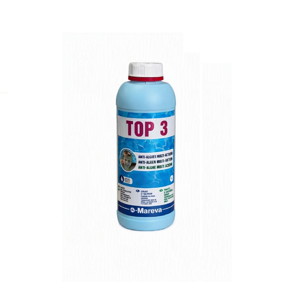 ANTI ALGHE MULTI AZIONE PER PISCINE, TRATTAMENTO COMPLETO MOD. TOP3 DA 1LT