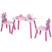 Tavolo bambini con 2 sedie ¨C zephmum ¨C rosa, legno massello