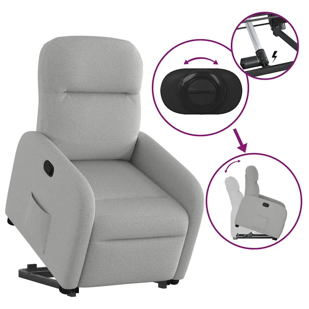 Poltrona Alzapersona Reclinabile Grigio Nuvola in Tessuto 3302981