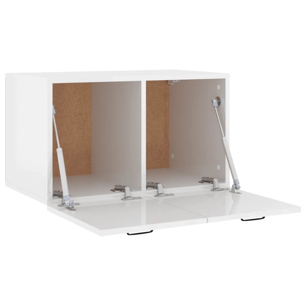 Armadietto a Muro Bianco Lucido 60x36,5x35 cm Legno Multistrato 812921