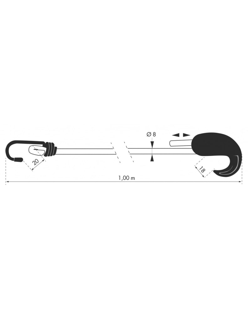 Tenditore elastico regolabile Ø 8 mm x 1 m con gancio – THIRARD