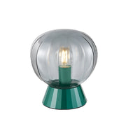 Lampada Da Tavolo Moderna Sydney Base Ottanio E Sfera In Vetro Fumé 1 Luce E14
