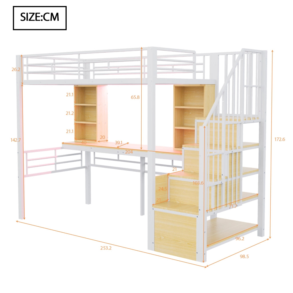 LETTO A CASTELLO multifunzione con scrivania 90 x 200 cm bianco
