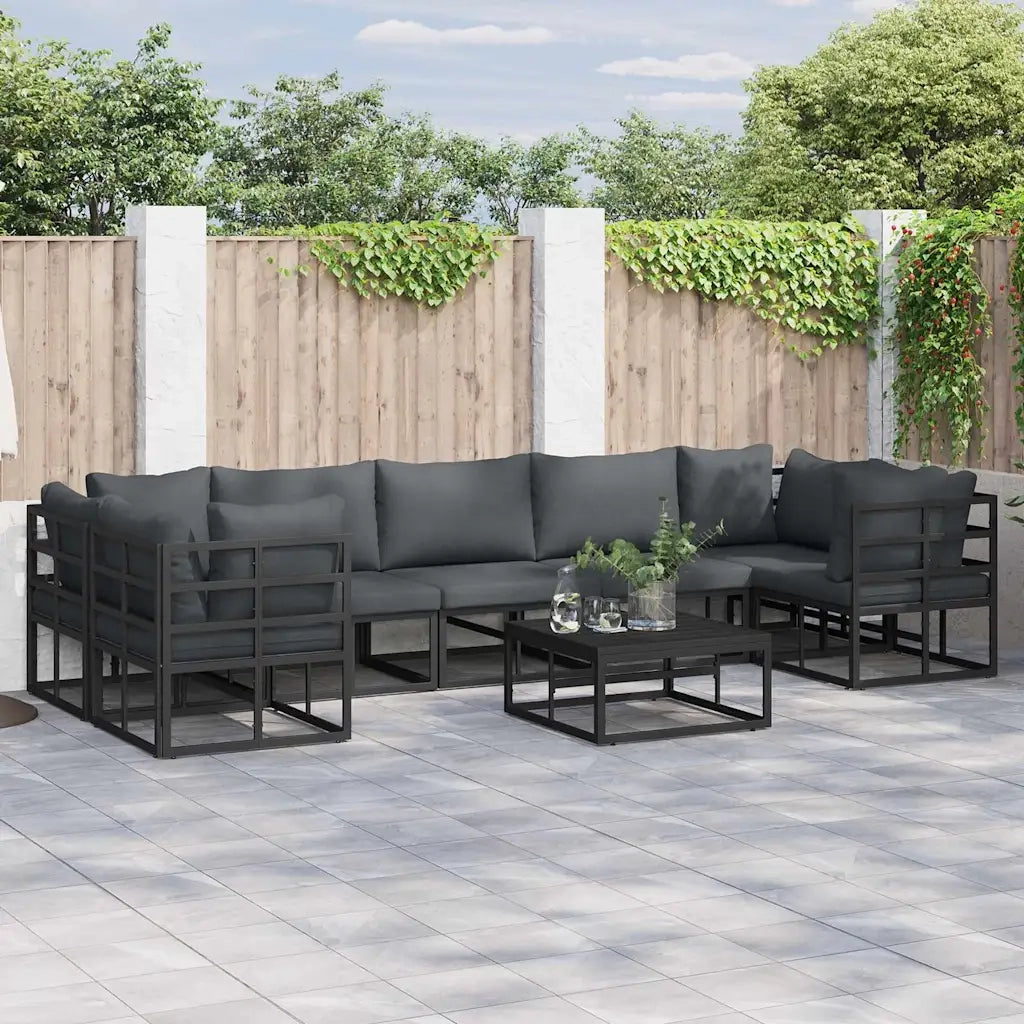 vidaXL Set Divano da Giardino 7 pcs Nero Alluminio
