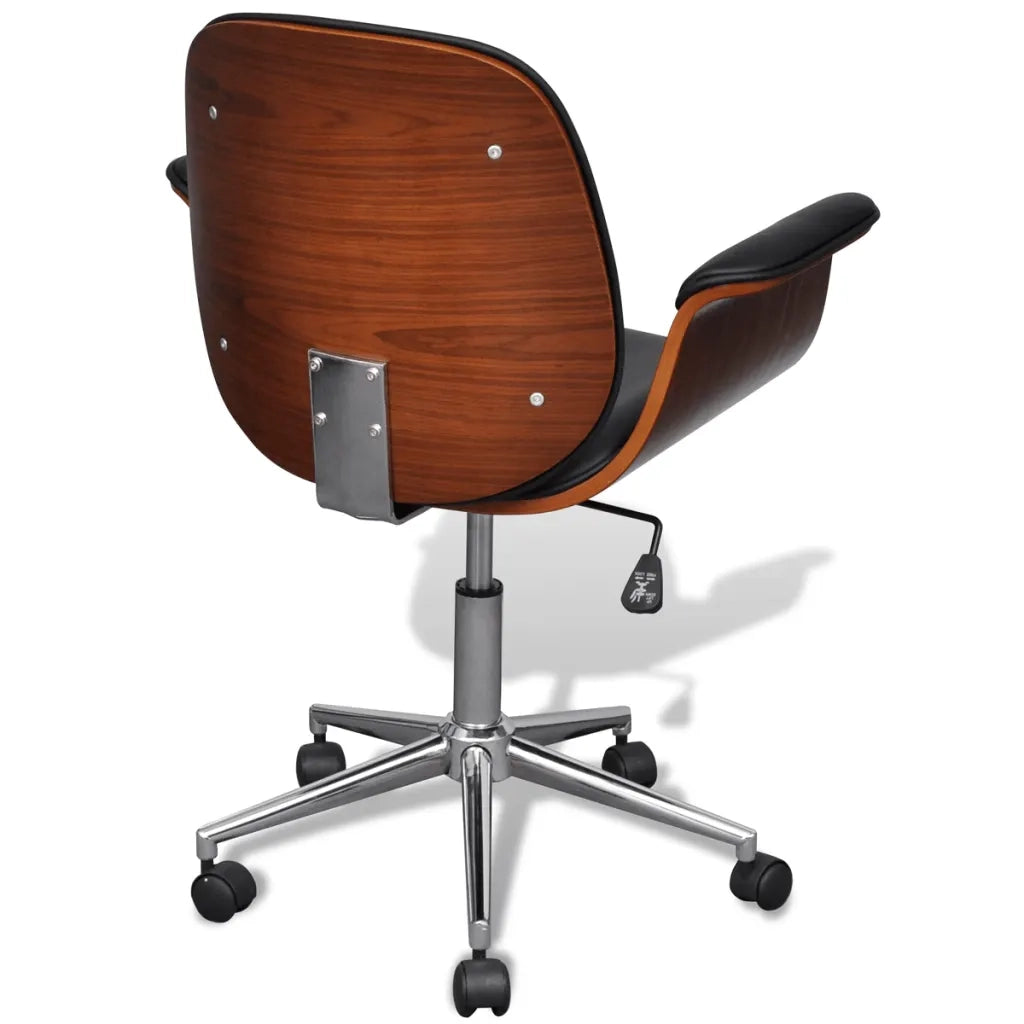 Poltrona | Sedia Relax Girevole in Legno Piegato e Similpelle